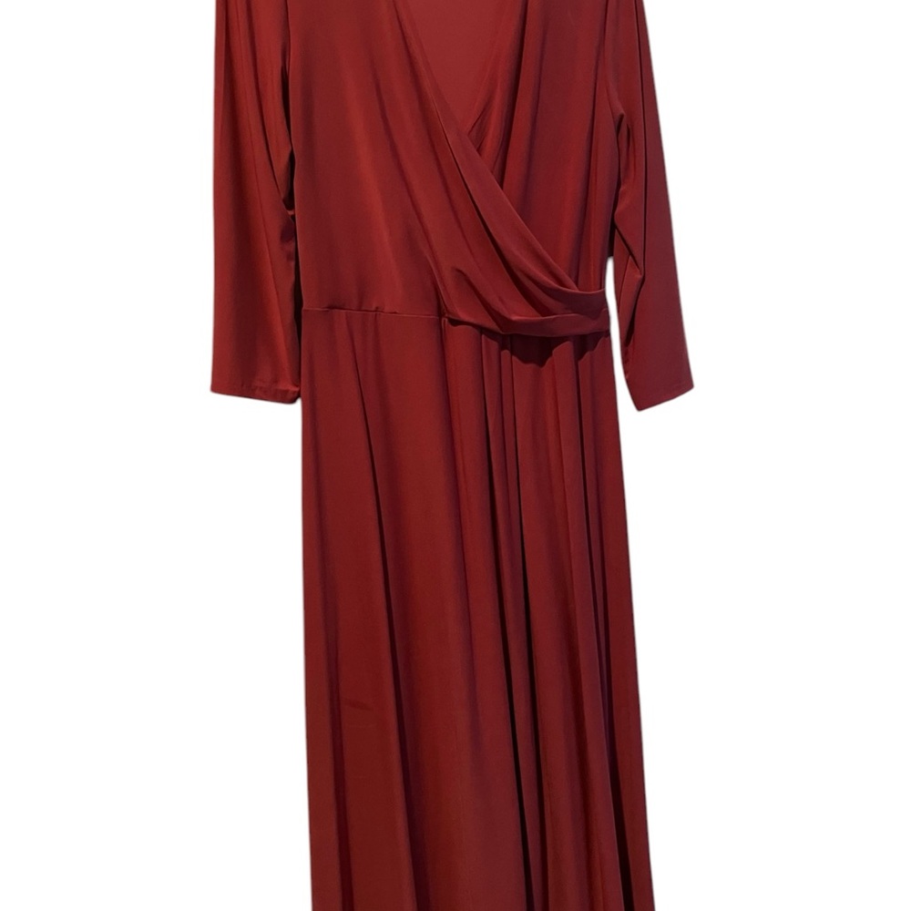 Investments Red Long Sleeve V-Neck Gown